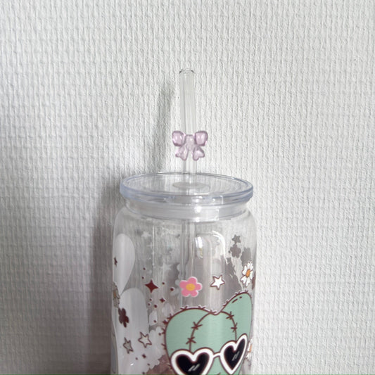 Herbruikbare glazen rietjes met strikje in verschillende kleuren – duurzaam en decoratief drinkaccessoire