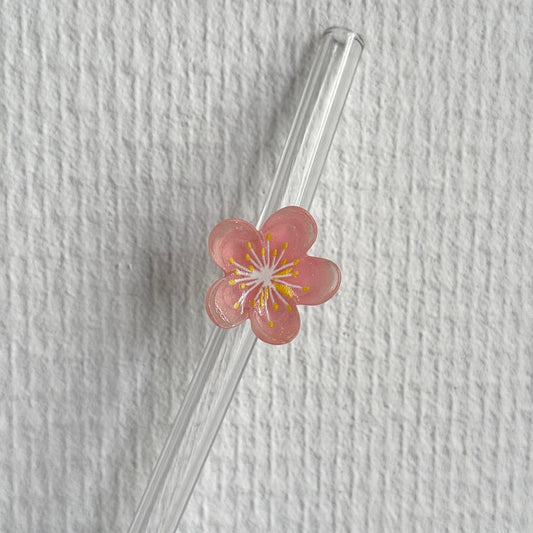 Herbruikbare glazen rietjes met pastel bloemetjes in verschillende kleuren – duurzaam en decoratief drinkaccessoire