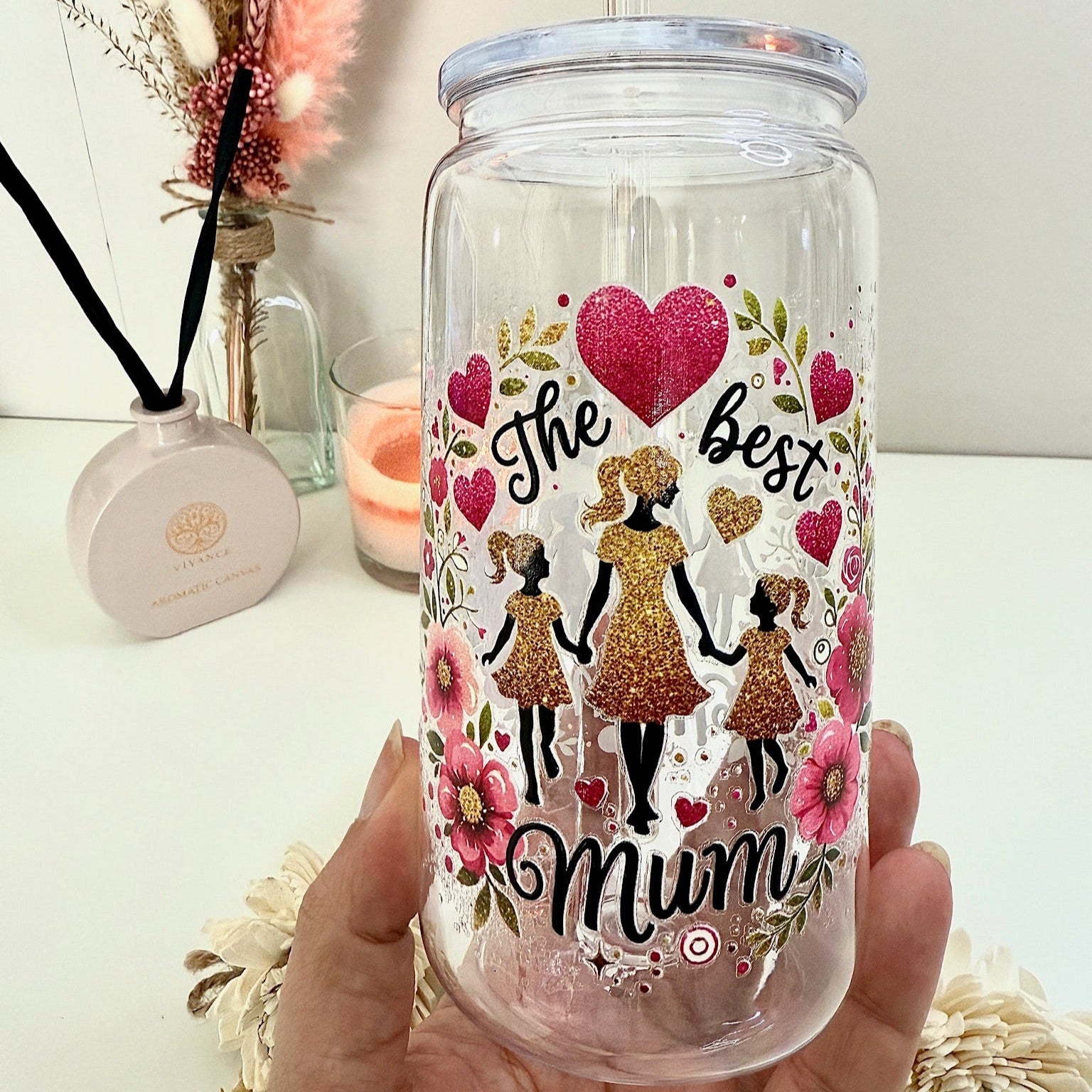 Drinkglas “The best Mum of 2 girls”