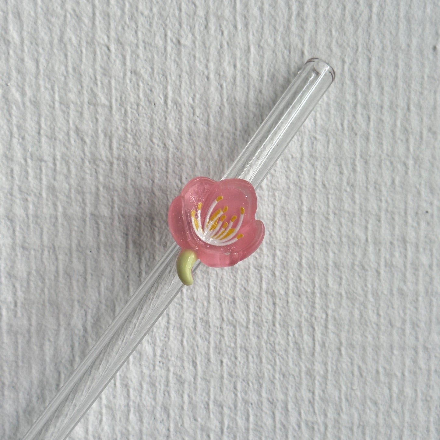 Herbruikbare glazen rietjes met flower in verschillende kleuren – duurzaam en decoratief drinkaccessoire