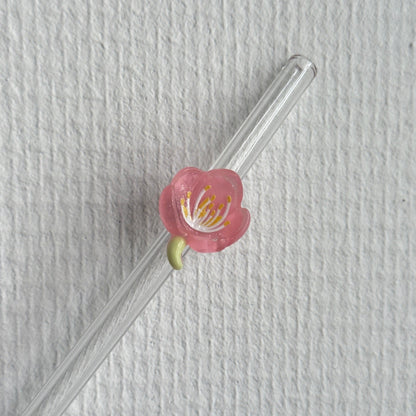 Herbruikbare glazen rietjes met flower in verschillende kleuren – duurzaam en decoratief drinkaccessoire