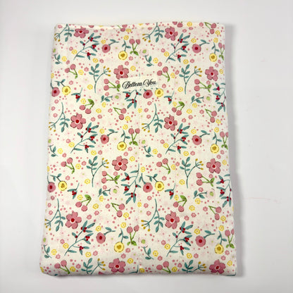 Booksleeve zonder rits – vrolijke bloemenprint – licht & zacht