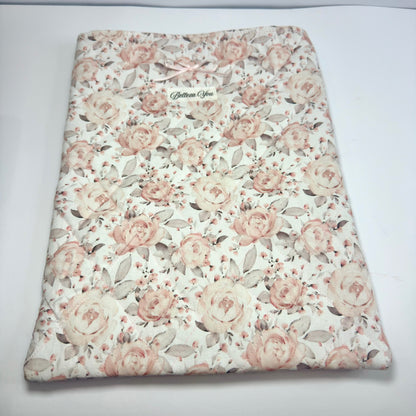 🌸🤍 Luxe booksleeve zonder rits – romantische rozenprint
