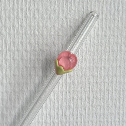 Herbruikbare glazen rietjes met flower in verschillende kleuren – duurzaam en decoratief drinkaccessoire