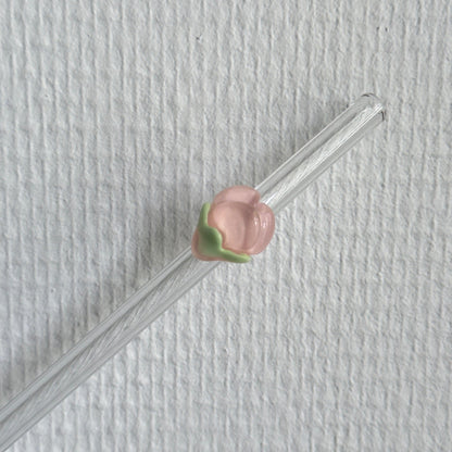 Herbruikbare glazen rietjes met flower in verschillende kleuren – duurzaam en decoratief drinkaccessoire